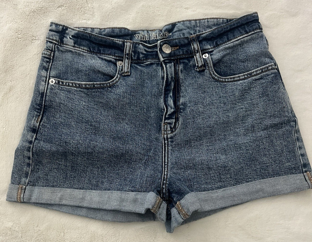 Wild Fable Denim Shorts Womens Size 10 30R Blue High Rise Cuffed Stretch